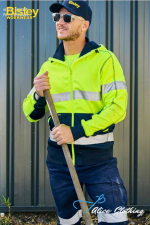 Bisley Taped HiVis Zip Front Fleece Hoodie BK6819T