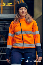 Bisley Womens Taped HiVis Fleece Zip Front Hoodie BKL6819T