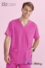 CST250US - Biz Care Unisex Pink V-Neck Scrub Top