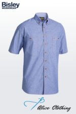 B71407 Bisley Mens Chambray Short Sleeve Shirt