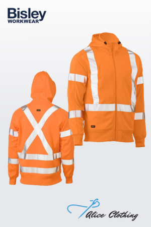 Bisley X Taped HiVis Zip Front Fleece Hoodie BK6819XT