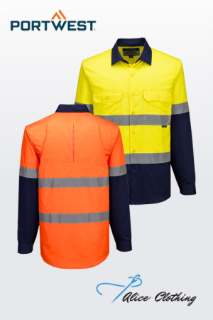MA803 Portwest Industrial HiVis D N LW Contrast Shirt 155g L S
