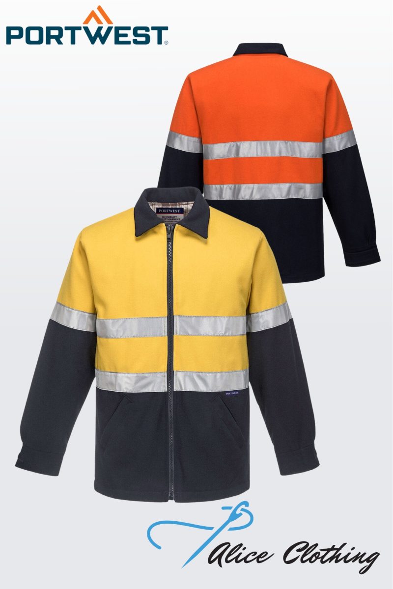 MW028 - Bluey HiVis Wool Blend Contrast Work Jacket