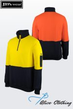 6HVFM JB's Hi Vis 310 Cotton ½ Zip Fleece