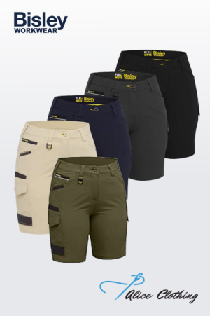 BSHL1332 Bisley Flx Move Womens 4 Way Stretch Zip Cargo Short