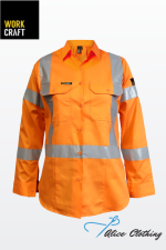 WSL509 Ladies Lightweight HiVis Vented Cotton Drill X Back Shirt – NSW Rail Compliant