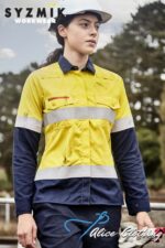 ZW170 Syzmik Womens Orange Flame Lightweight Ripstop Taped Shirt