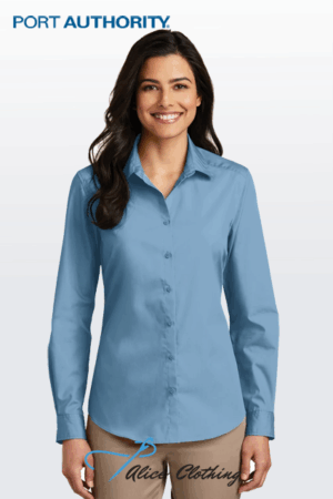 LW100 Port Authority Ladies L S Carefree Poplin Shirt