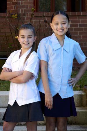 atsh Trutex Girls S/S Blouse with Shaped Hem