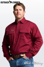 KILCOY | Mens Half Button LS Work Shirt - OBCMWS001