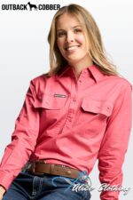 SOMERSET | Ladies Half Button LS Work Shirt - OBCWWS001
