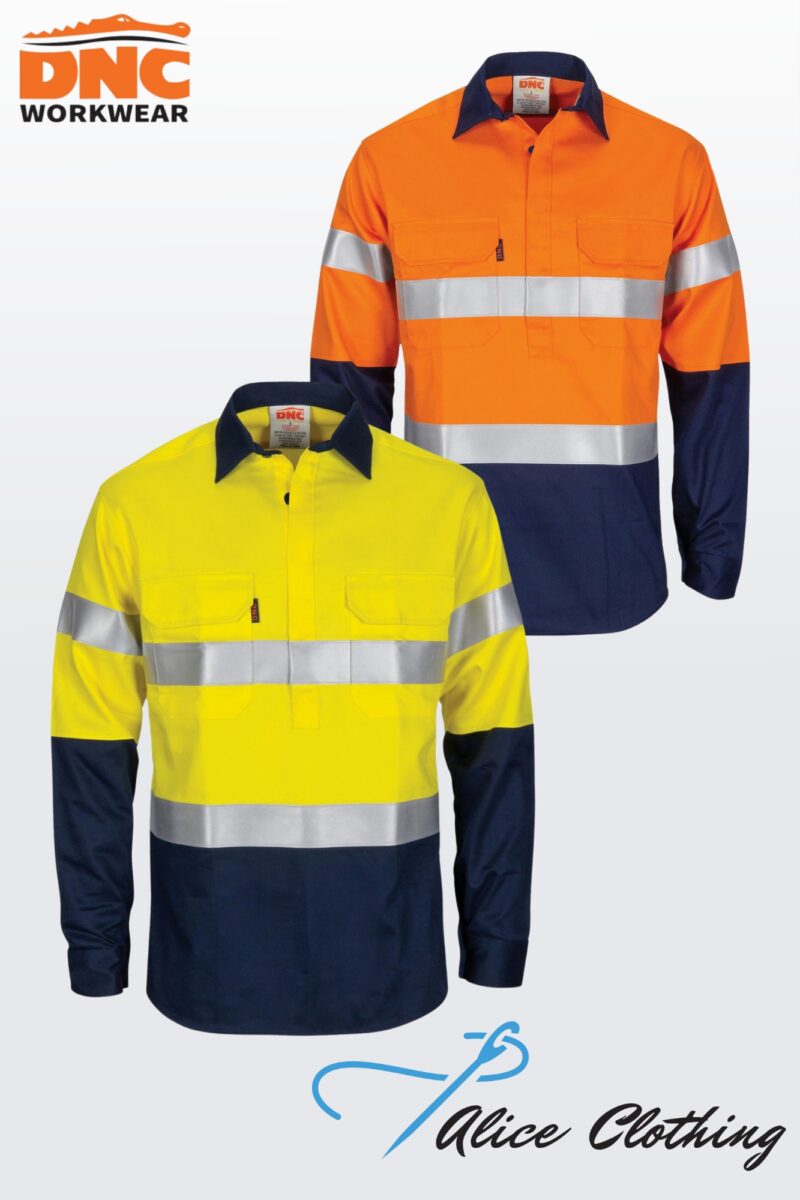 3407 Flame Retardant 2 Tone Closed Front Cotton Shirt with 3M FR Tape