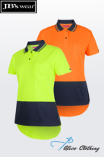 6HDS1 JBs Ladies Hi Vis SS Drop Tail Polo