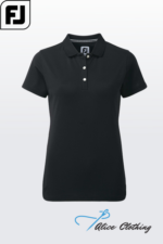 Foot Joy Womens Stretch Pique with Gingham Trim Shirt Black