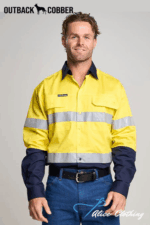 OBCMWS005  BUNDI   MENS HI VIS LONG SLEEVE SHIRT WITH REFLECTIVE TAPE