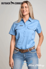 OBCWWS002 SOMERSET   Womens Half Button Short Sleeve Work Shirt
