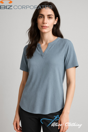 RU568LS Womens Ruche Short Sleeve Blouse