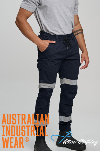 WP28HV Unisex Cotton Stretch Drill Cuffed Work Pants with Tape - Alice Clothing WP28HV Unisex Cotton Stretch Drill Cuffed Work Pants with Tape