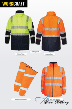 WW9032 HiVis Reflective 6 in 1 Jacket with Removable Sleeves