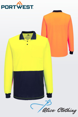 MP414 Hi Vis Cotton Comfort Contrast Class D Polo Shirt LS
