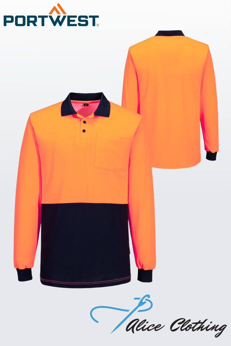 MP414 Hi Vis Cotton Comfort Contrast Class D Polo Shirt LS