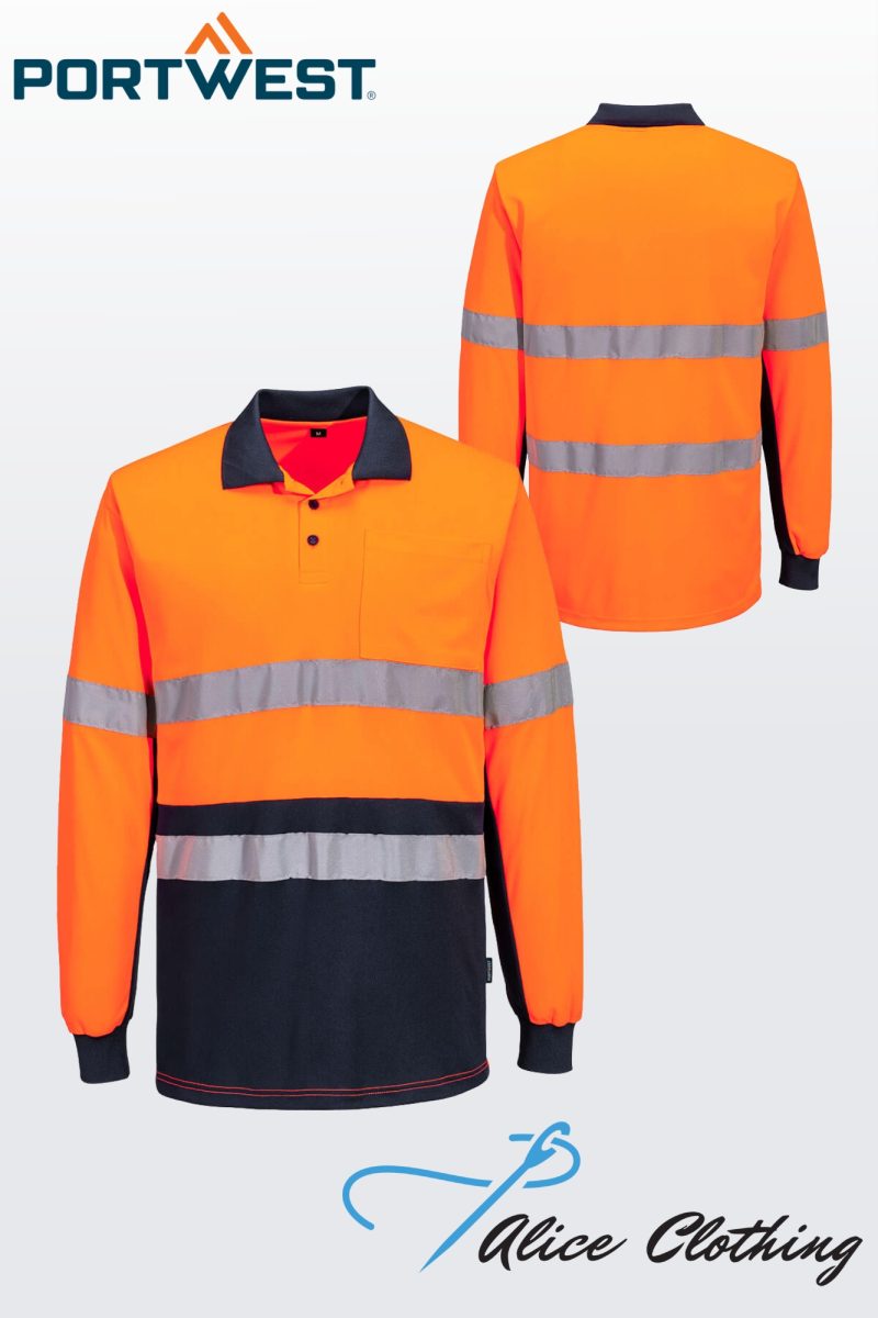 MP613 Hi Vis Contrast Polo Shirt LS