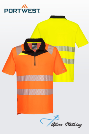 DX412 Portwest DX4 HiVis Zip Ezeecool Polo S/S