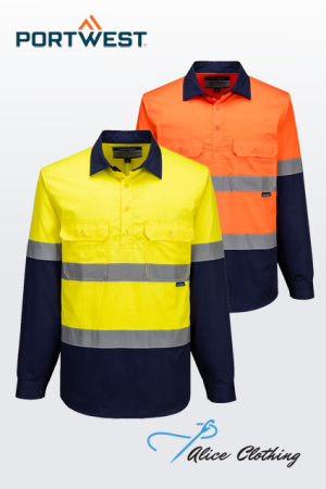MA804 portwest Hi Vis Contrast Closed Front Shirt L S