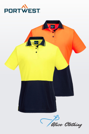 ML211 Portwest HiVis Womens Cotton Back Contrast Polo Shirt S S