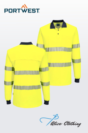 MP614 Portwest Hi Vis Cotton Comfort Polo Shirt L S