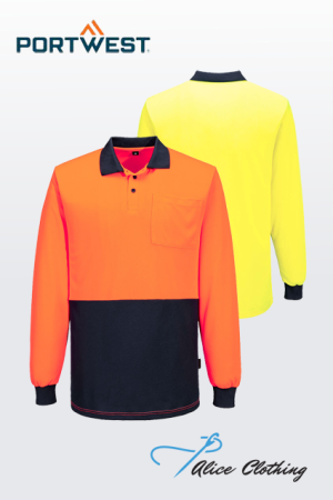 MP615 HiVis Contrast Class D Mesh Polo Shirt L S