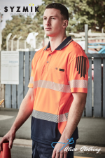 ZH555 Syzmik Mens Hi Vis Flux Segmented Tape S/S Polo