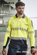 ZH550 Syzmik Mens Hi Vis Flux Segmented Tape L S Polo