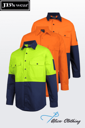 6HRFL JBs Hi Vis Class F Ripstop L S Work Shirt
