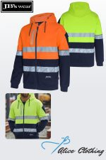 6DPFZ JBs 450g HiVis Full Zip Hoodie with Fragmented Tape