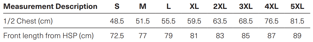X1001M Sizing