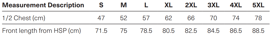 X2001M Sizing