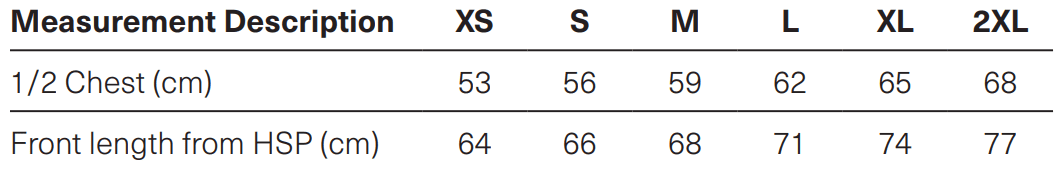 X2003W Sizing