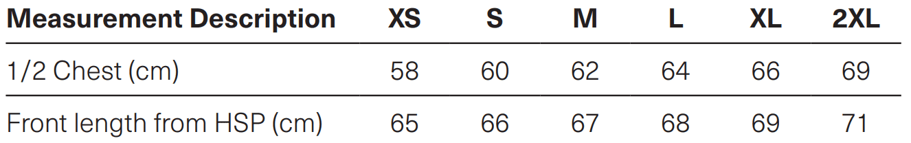 X2005W Sizing