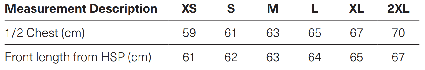 X2007W Sizing