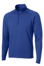 Blue quarter-zip pullover with a standing collar and long sleeves (athletic fleece)